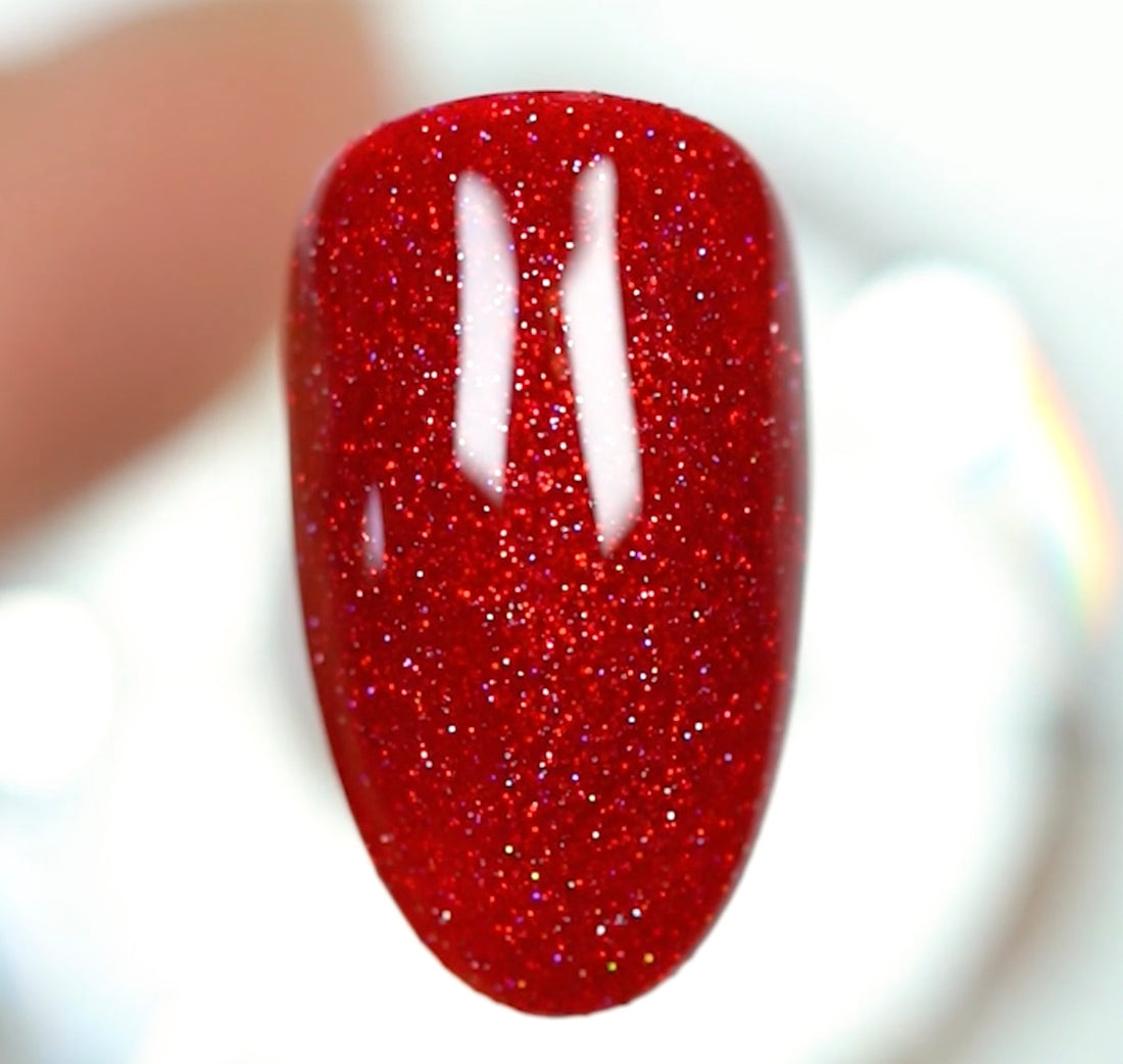 DND DC Mermaid Soak off Gel in holographic glitter - #226 Vivid Red