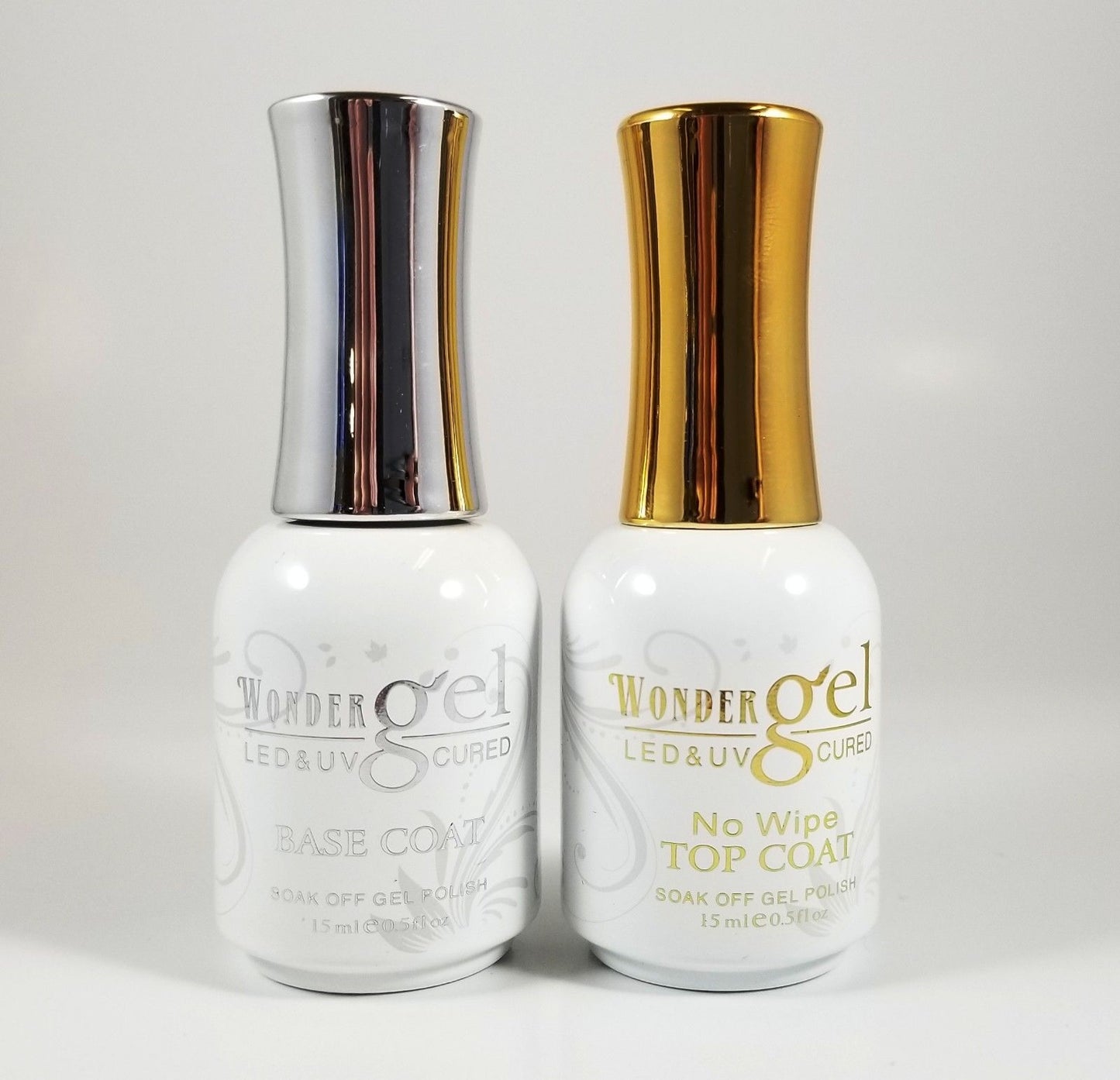Wonder Gel - UV/LED Soak off Gel (No-Wipe) TOP BASE COAT - 0.5oz/15mL
