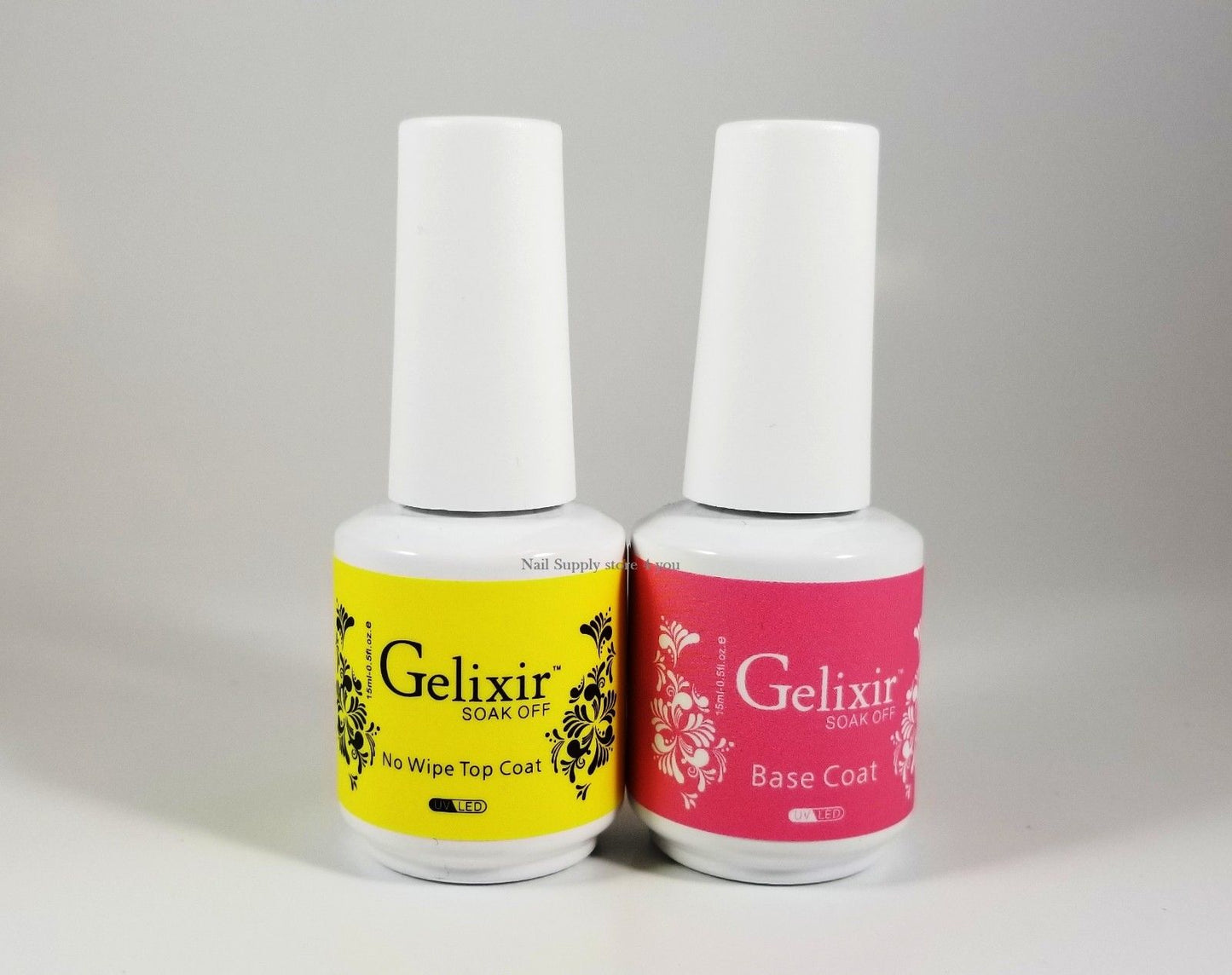 GELIXIR - Soak Off Gel - Base No-wipe Top Coat - .5 Oz / 15 mL - Choose Bundle