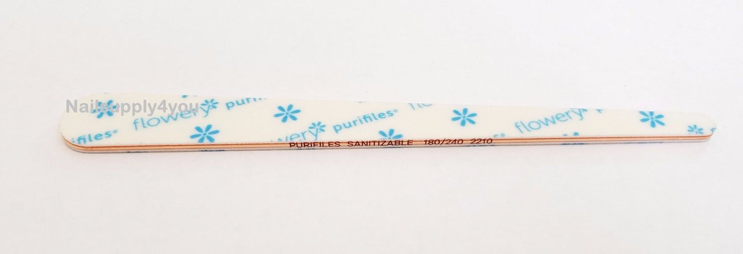 Pack of 20 Flowery Purifiles Disinfectable TAPERED Nail File - Choose Your Grit