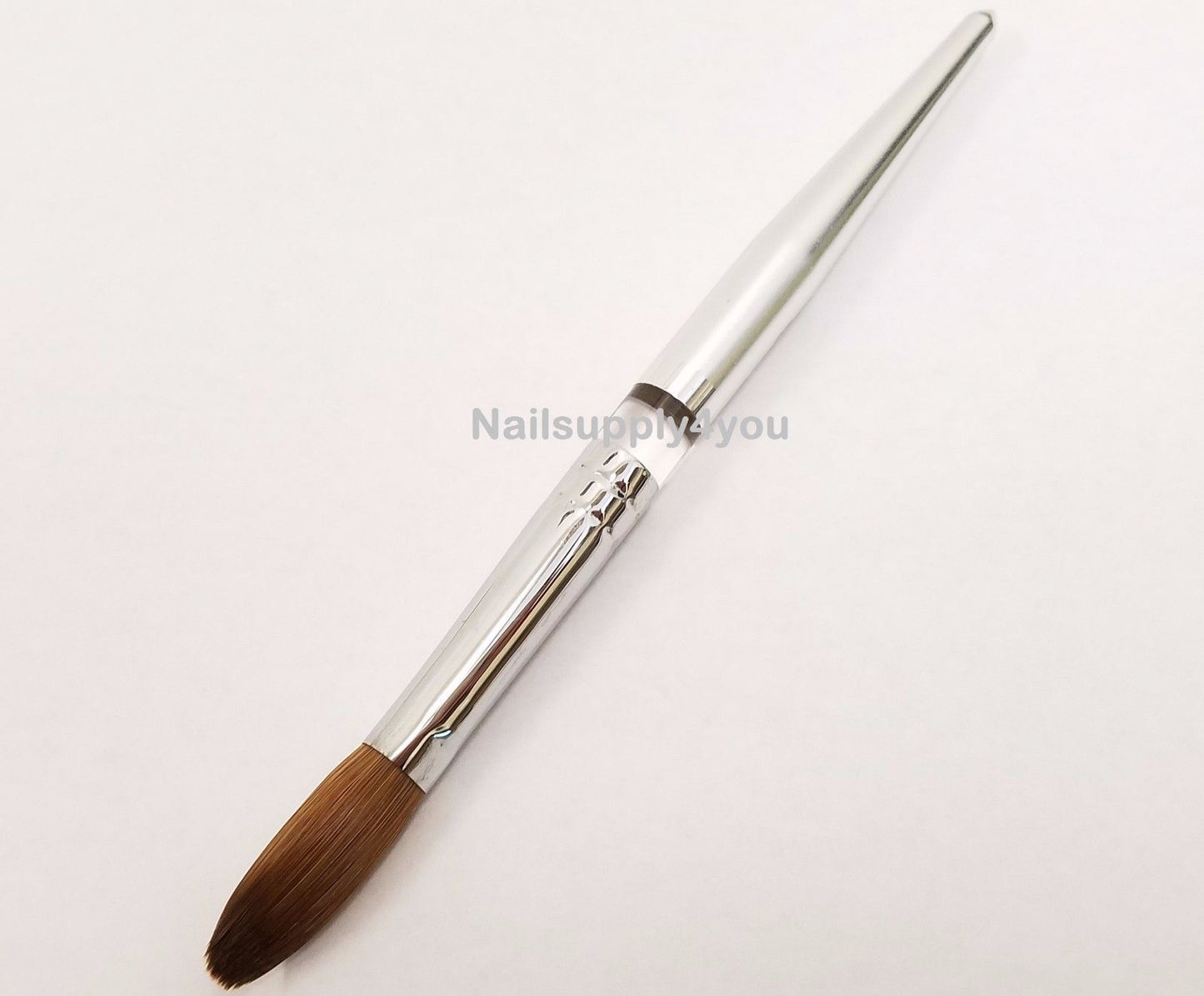 Petal Silver Handle Crimped Kolinsky Acrylic Nail Brush - Choose Size