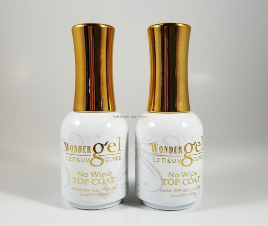 Wonder Gel - UV/LED Soak off Gel (No-Wipe) TOP BASE COAT - 0.5oz/15mL