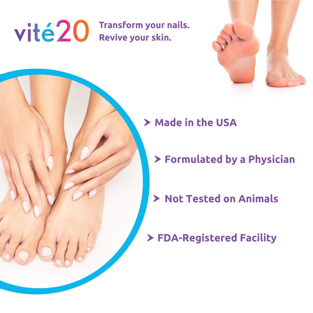 VITÉ20 Nail Health Serum – Improves Nail Appearance for Discoloration, Thick, Brittle & Cracking Nails – Moisturizes & Conditions – Easy Brush-On Applicator for Fingernails & Toenails – 0.5 fl oz- Choose Your Package