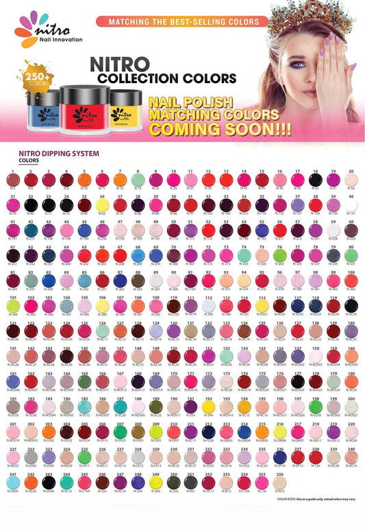 NITRO Matching SNS Dip Dipping Powder Nail System Color 2 oz / 59 g (NT 01 - NT60)