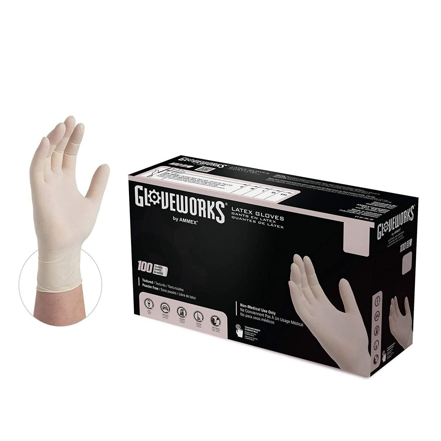 Gloveworks Latex Powder Free Industrial Disposable Gloves - Case 10boxes Size SMALL