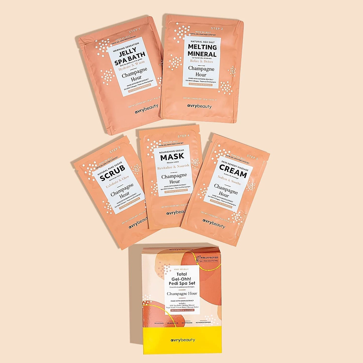 AvryBeauty Total Gel-Ohh! Pedi Spa 5 step case 50pk - Champagne Hours