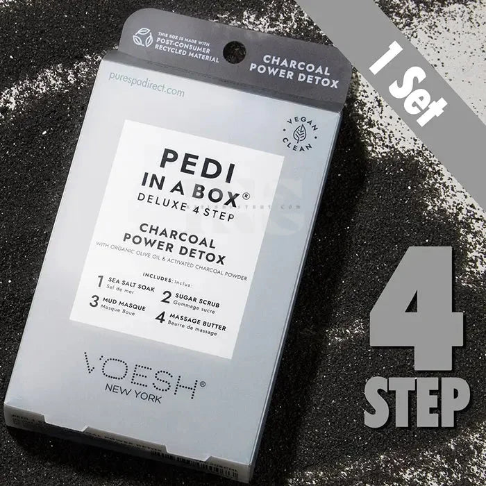 VOESH Deluxe Pedicure In A Box 4 In 1 (Case 50 packs) - charcoal power detox