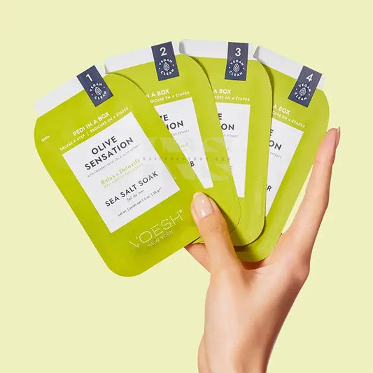 VOESH Deluxe Pedicure In A Box 4 In 1 (Case 50 packs) - Olive Sensation