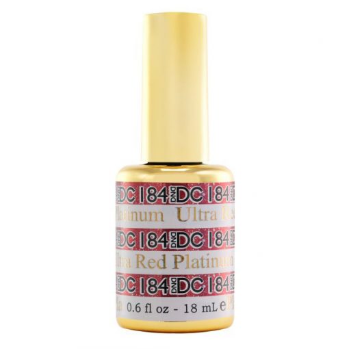 DND DC Platinum - Soak off Gel in Glitter Metallic Effect - 184 Ultra Red