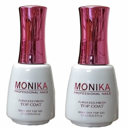 MONIKA Professional - UV/LED Soak off Gel (No-Wipe) TOP COAT -  0.5 fl.oz/15mL (Pack of 2)
