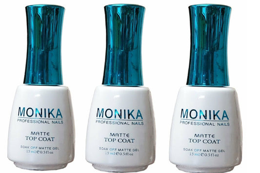 MONIKA Professional - UV/LED Soak off Gel (No-Wipe) MATTE TOP COAT -  0.5 fl.oz/15mL (Pack of 3)