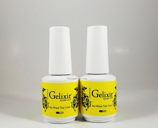 GELIXIR - Soak Off Gel - Base  No-wipe Top Coat - .5 Oz / 15 mL - Choose Bundle