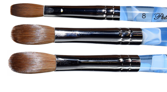 Petal Blue Marble Crimped Kolinsky Acrylic Nail Brush - Choose Size