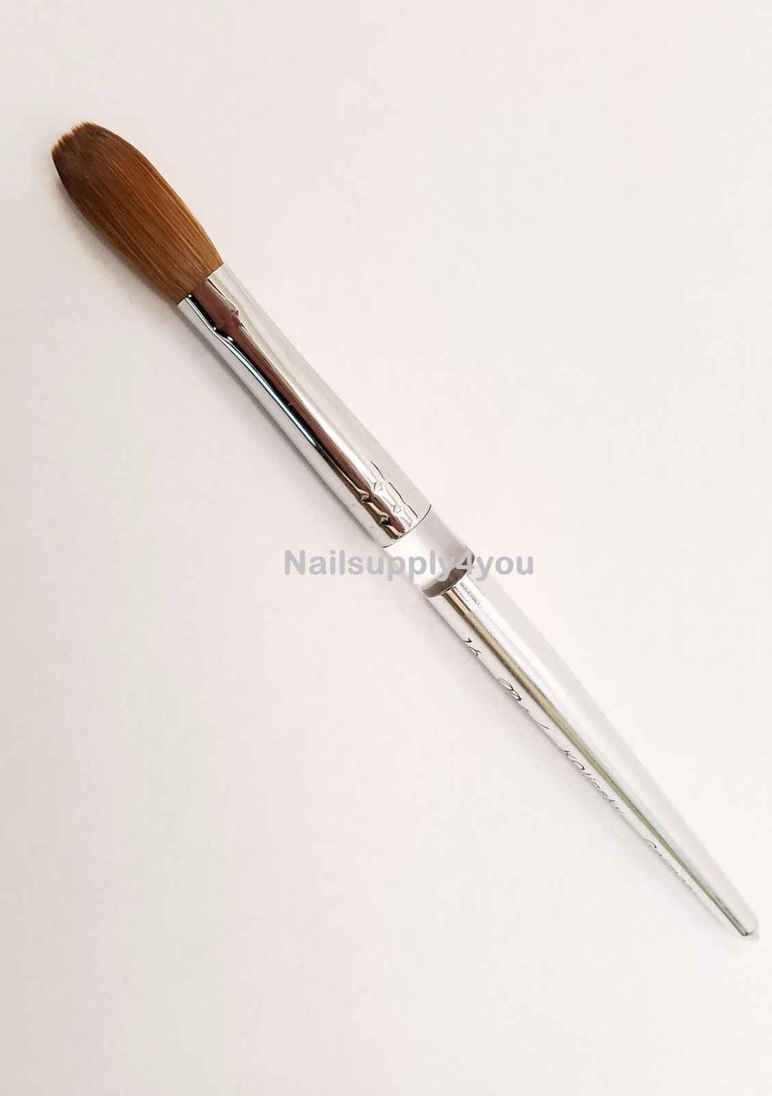 Petal Silver Handle Crimped Kolinsky Acrylic Nail Brush - Choose Size