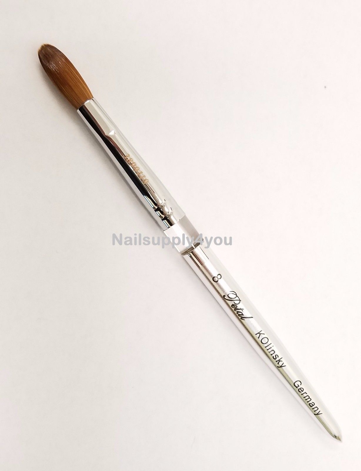 Petal Silver Handle Crimped Kolinsky Acrylic Nail Brush - Choose Size