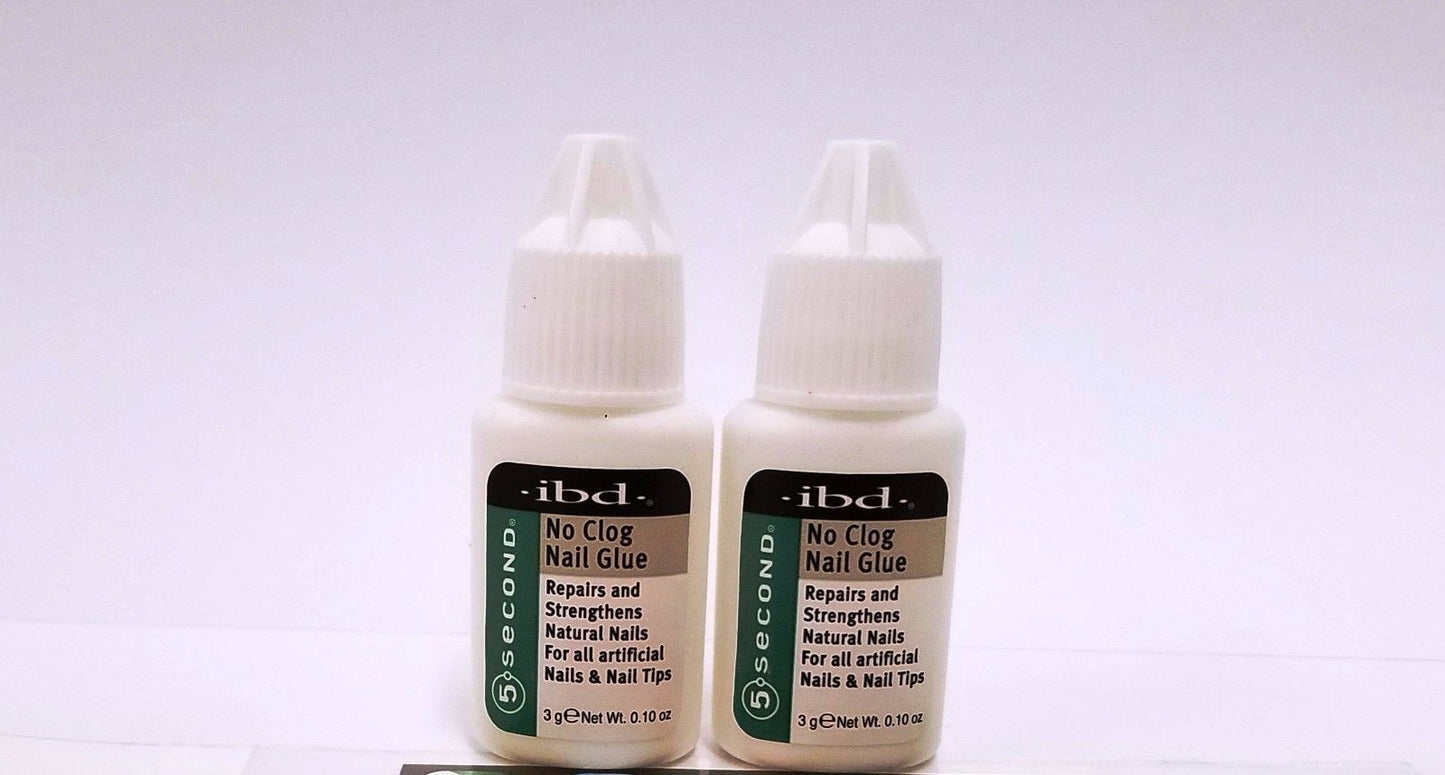 Pack of 2 - IBD 5 Second No Clog Nail Glue 3g/0.10oz