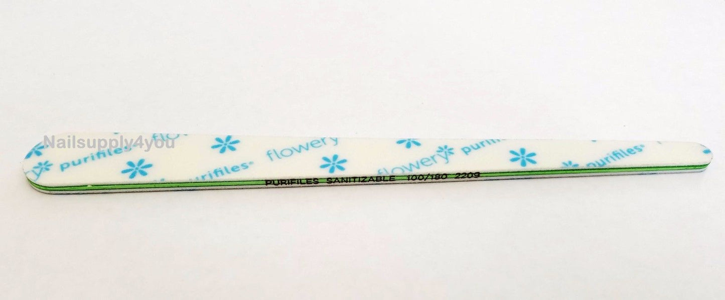 Pack of 20 Flowery Purifiles Disinfectable  TAPERED Nail File - Choose Your Grit