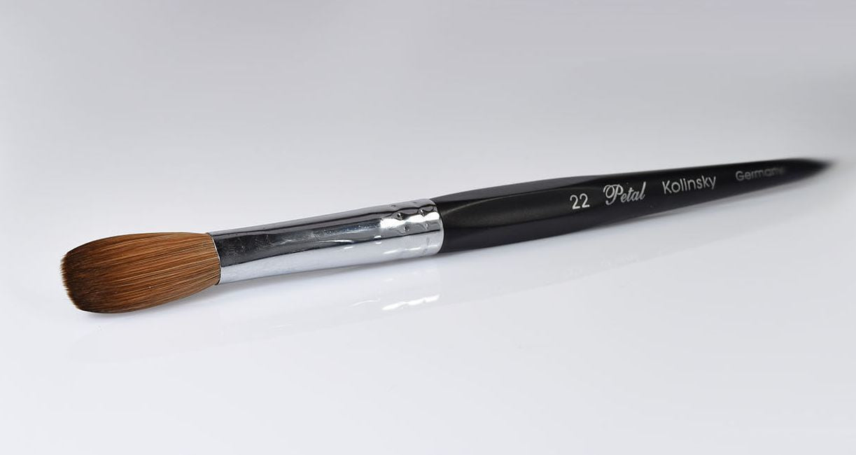 Petal Six Angles Crimped Kolinsky Acrylic Nail Brush - Choose Size