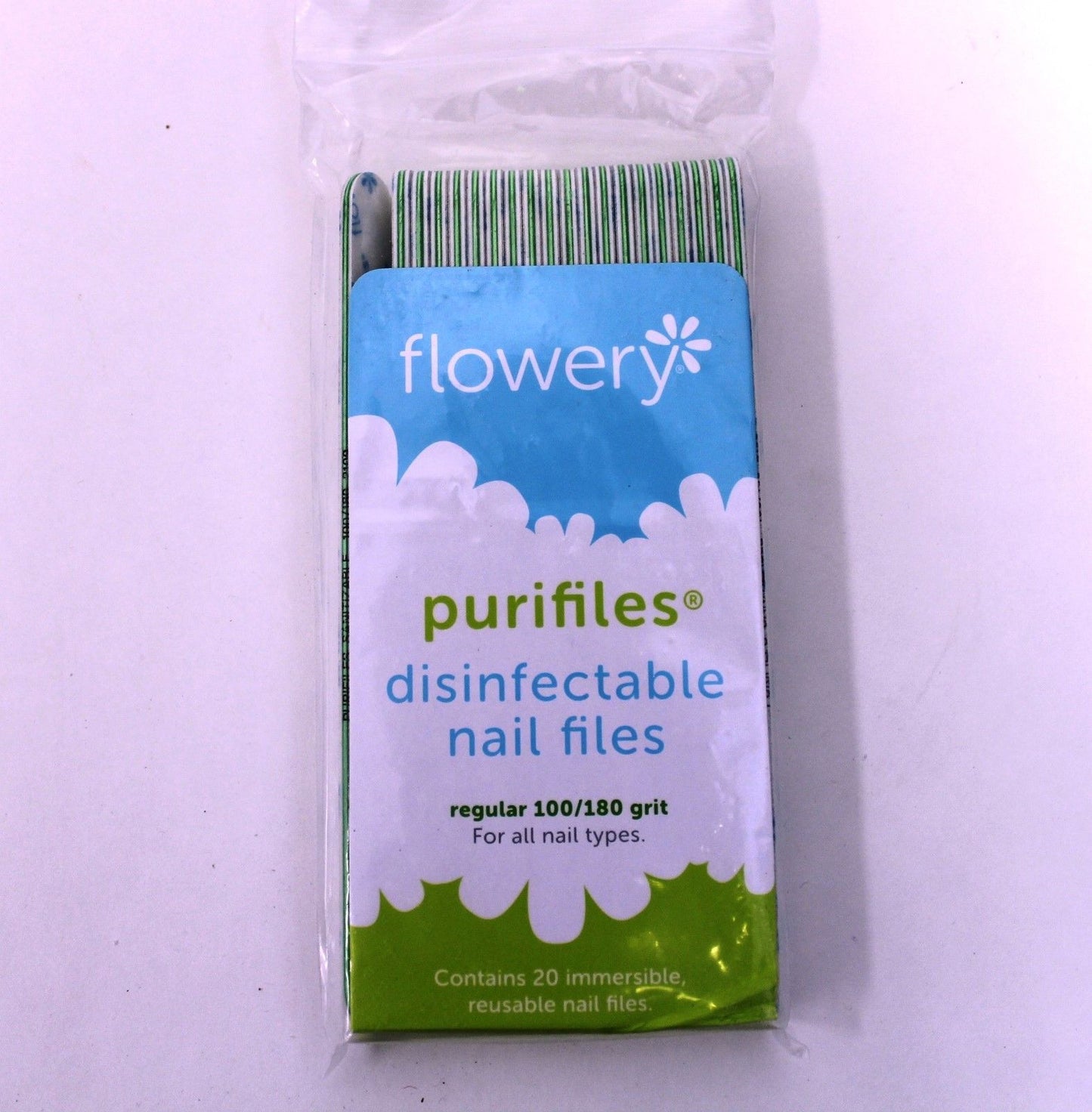 Flowery Purifiles Disinfect Nail Files (Grit 100/180) - 20ct/pack
