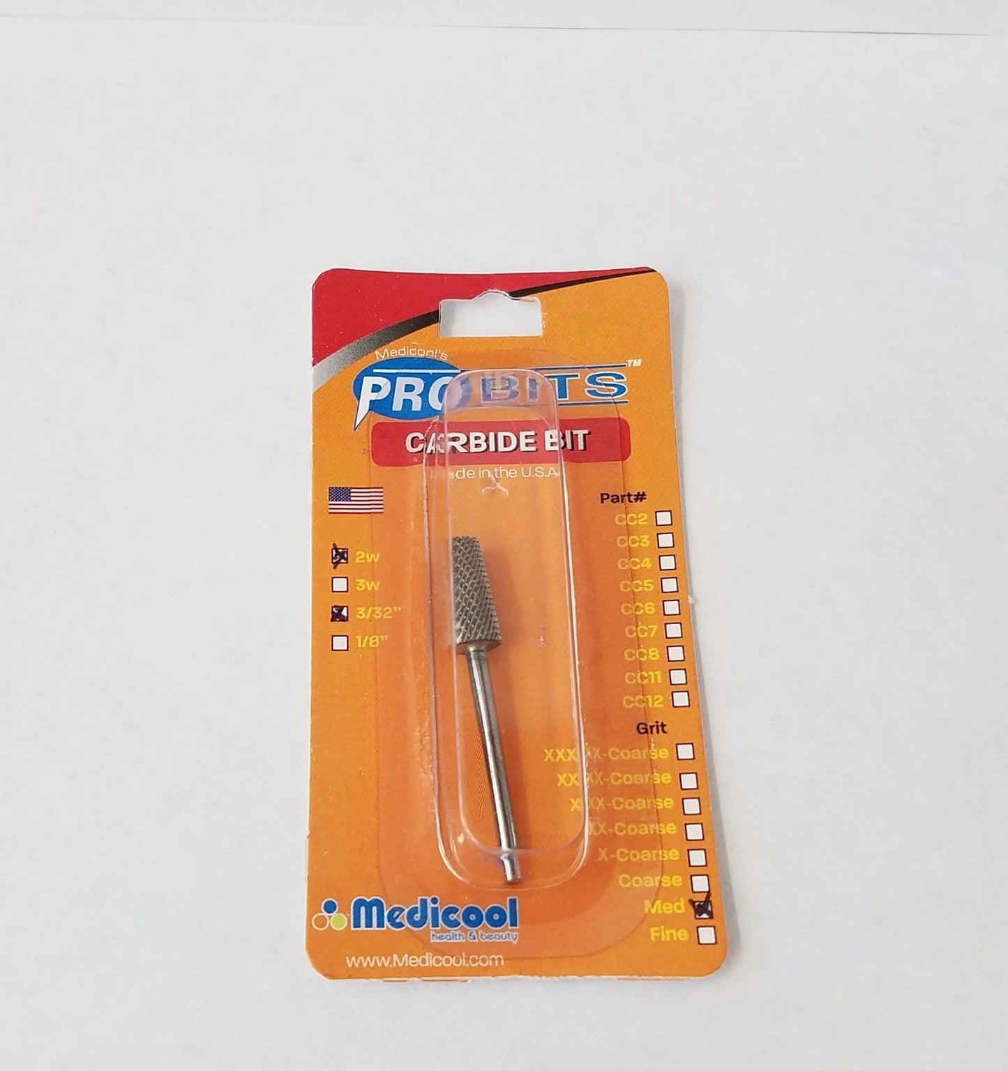 Medicool - 3-IN-1 Tapered Cone Carbide 3/32 Shaft - Choose your Grit
