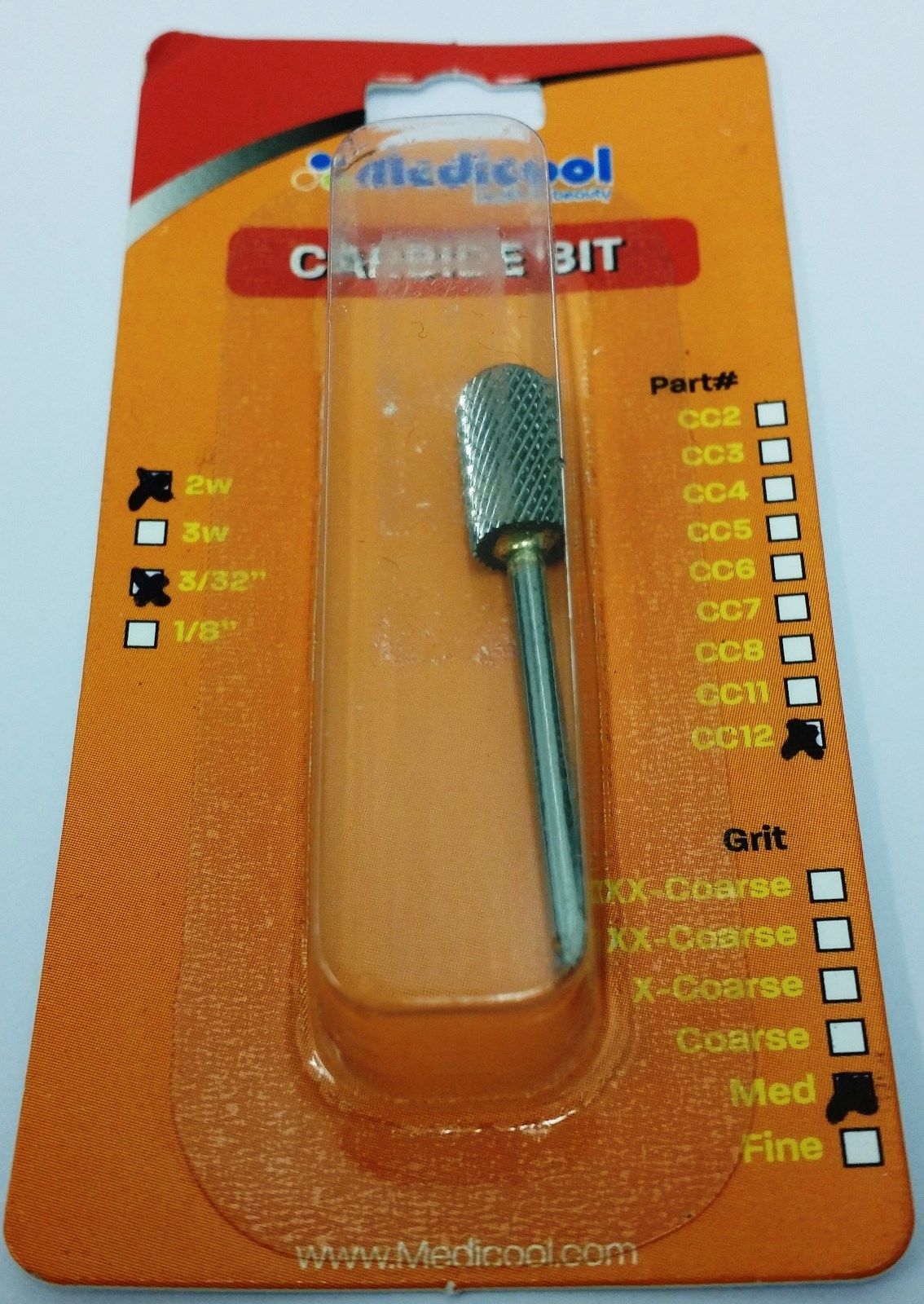 Medicool Safety Carbide Bits *MEDIUM* Grit  - 2way (CC12)