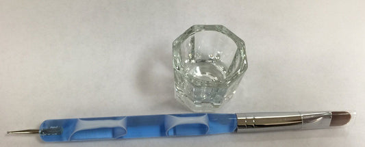 Marble (666) Kolinksy French Nail Brush with Dot + All Season Dappen Dish