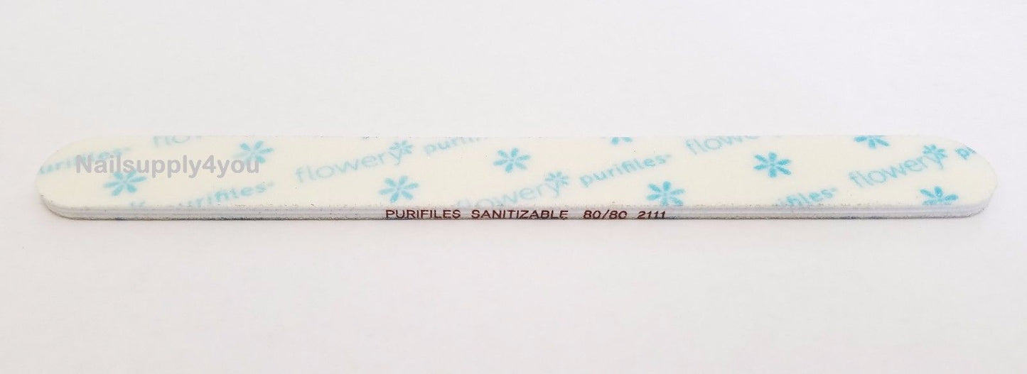 Pack of 20 Flowery Purifiles Disinfectable  REGULAR Nail File - Choose Your Grit