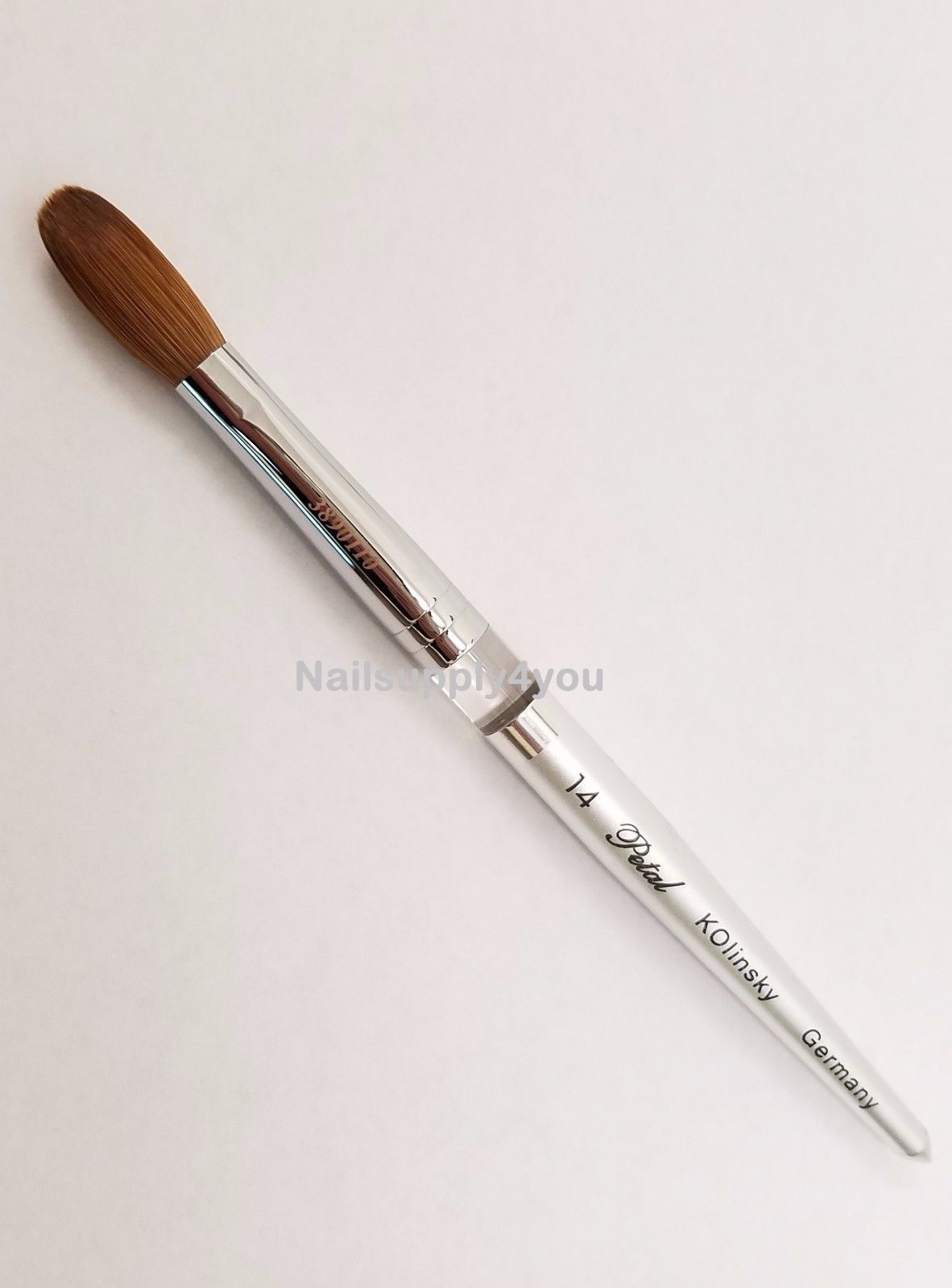 Petal Silver Handle Crimped Kolinsky Acrylic Nail Brush - Choose Size