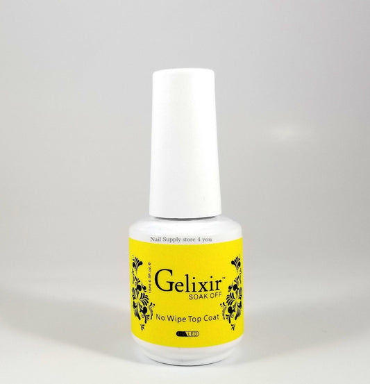 GELIXIR - Soak Off Gel - Base  No-wipe Top Coat - .5 Oz / 15 mL - Choose Bundle