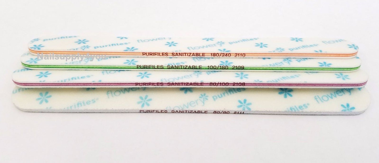 Pack of 20 Flowery Purifiles Disinfectable  REGULAR Nail File - Choose Your Grit