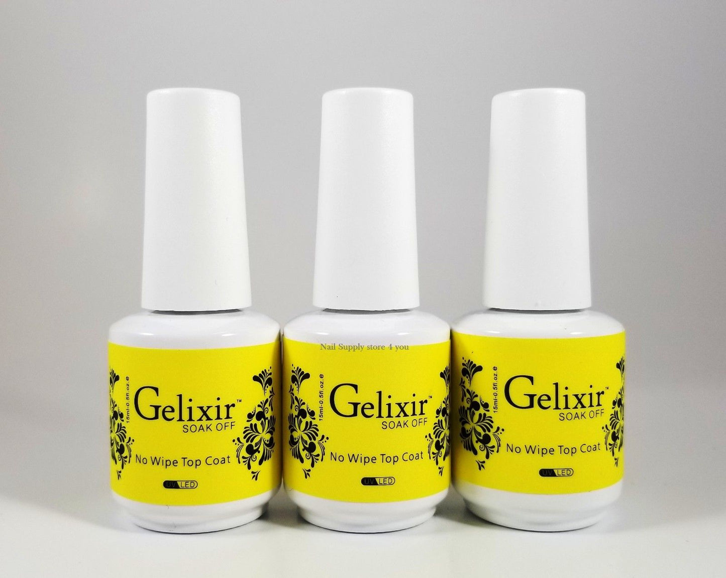 GELIXIR - Soak Off Gel - Base  No-wipe Top Coat - .5 Oz / 15 mL - Choose Bundle