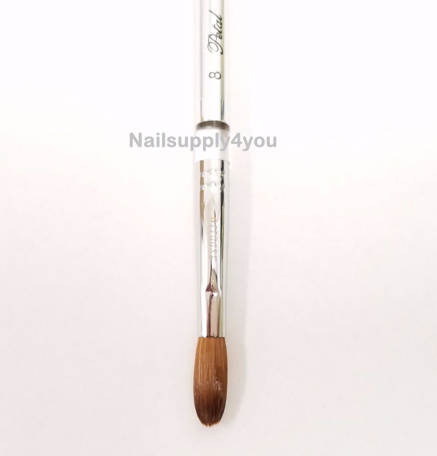 Petal Silver Handle Crimped Kolinsky Acrylic Nail Brush - Choose Size