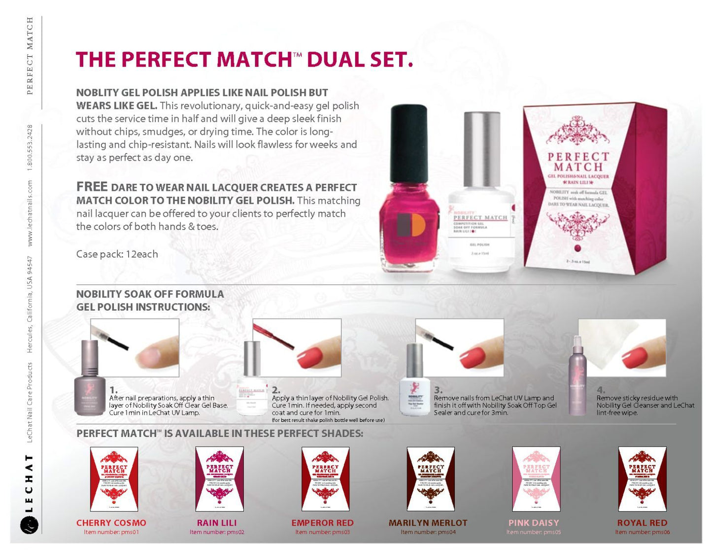 LeChat Perfect Match Gel + Matching Polish 0.5oz - Choose your colors -PMS 31-60