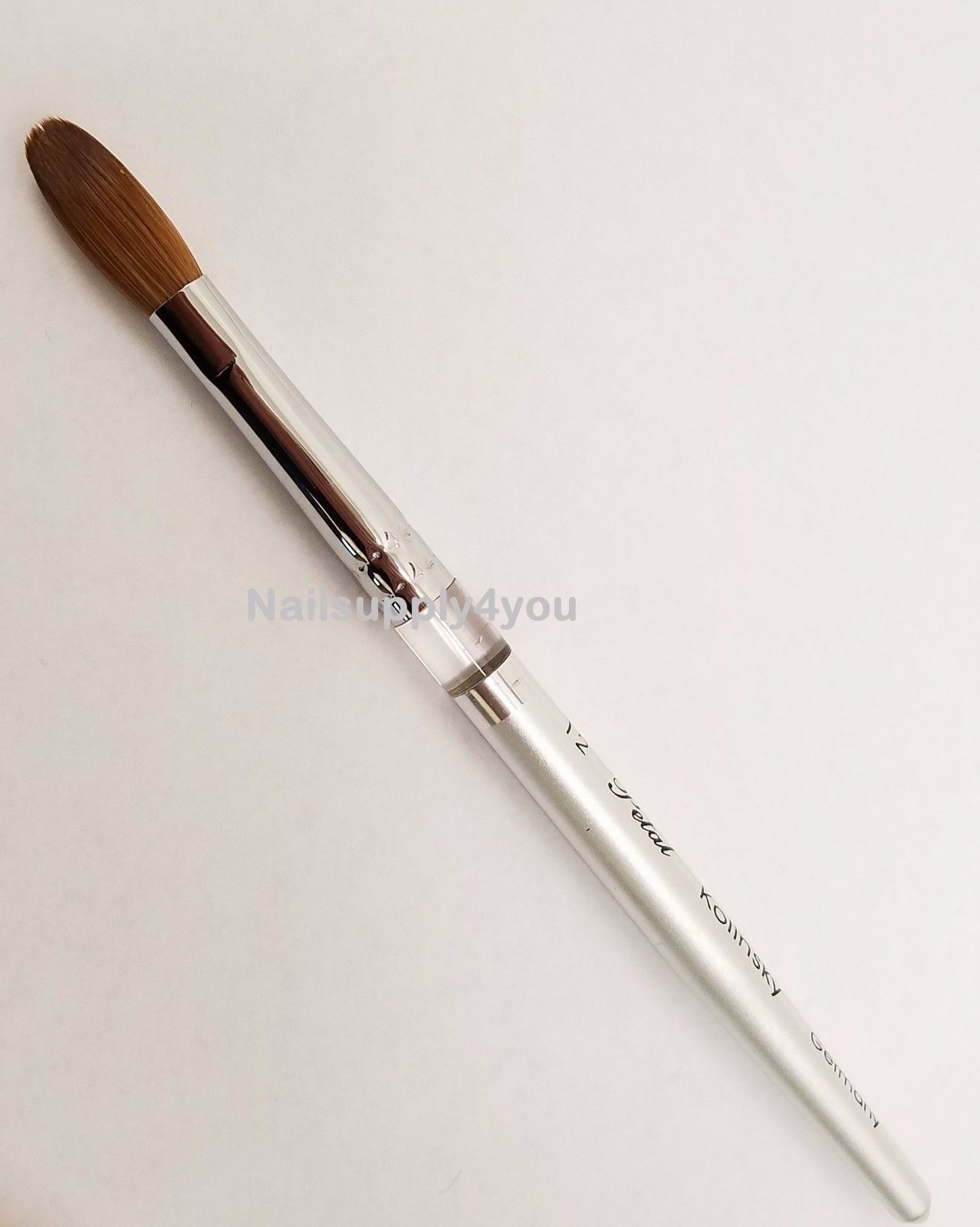 Petal Silver Handle Crimped Kolinsky Acrylic Nail Brush - Choose Size