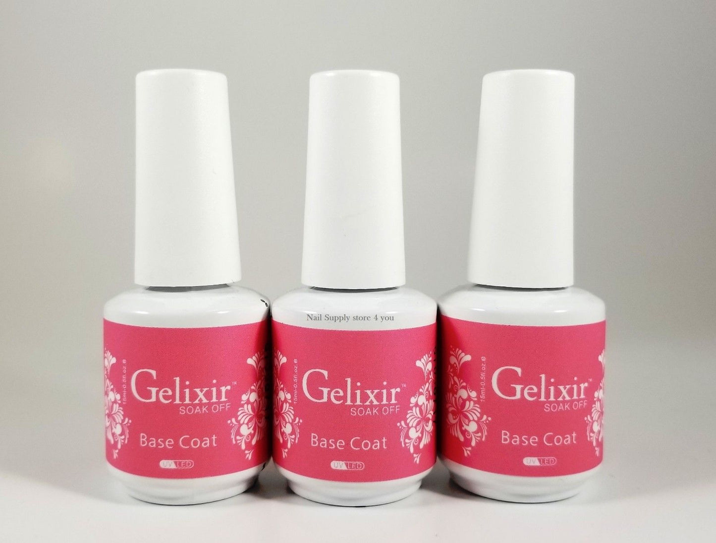 GELIXIR - Soak Off Gel - Base  No-wipe Top Coat - .5 Oz / 15 mL - Choose Bundle