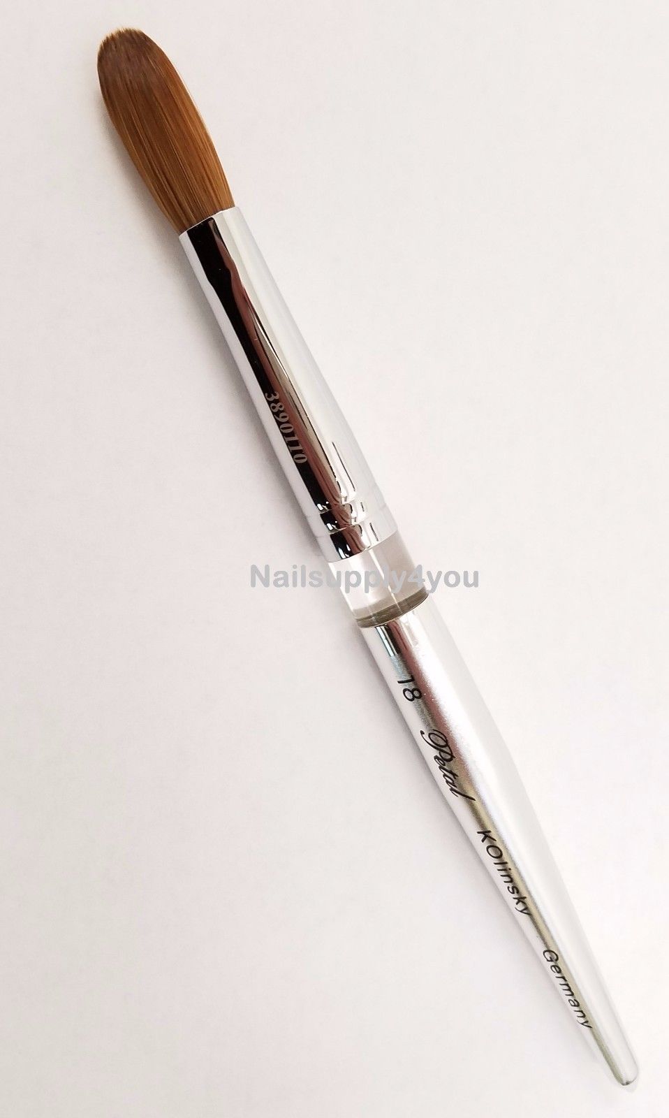 Petal Silver Handle Crimped Kolinsky Acrylic Nail Brush - Choose Size
