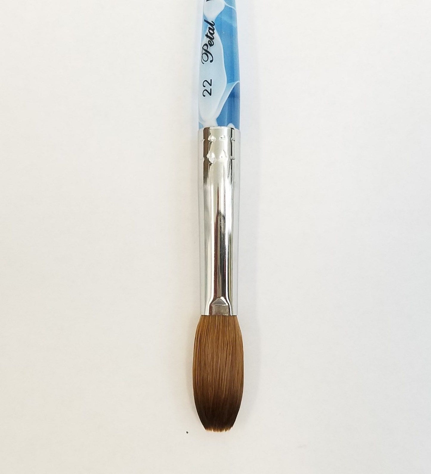 Petal Blue Marble Crimped Kolinsky Acrylic Nail Brush - Choose Size