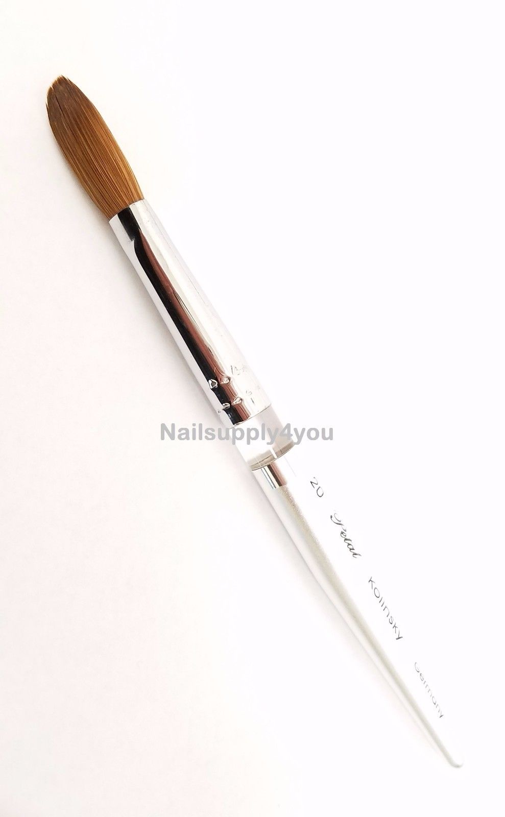 Petal Silver Handle Crimped Kolinsky Acrylic Nail Brush - Choose Size