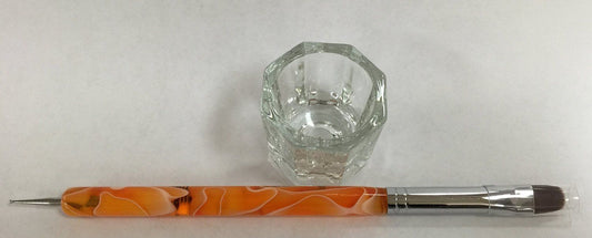 Marble (666) Kolinksy French Nail Brush with Dot + All Season Dappen Dish