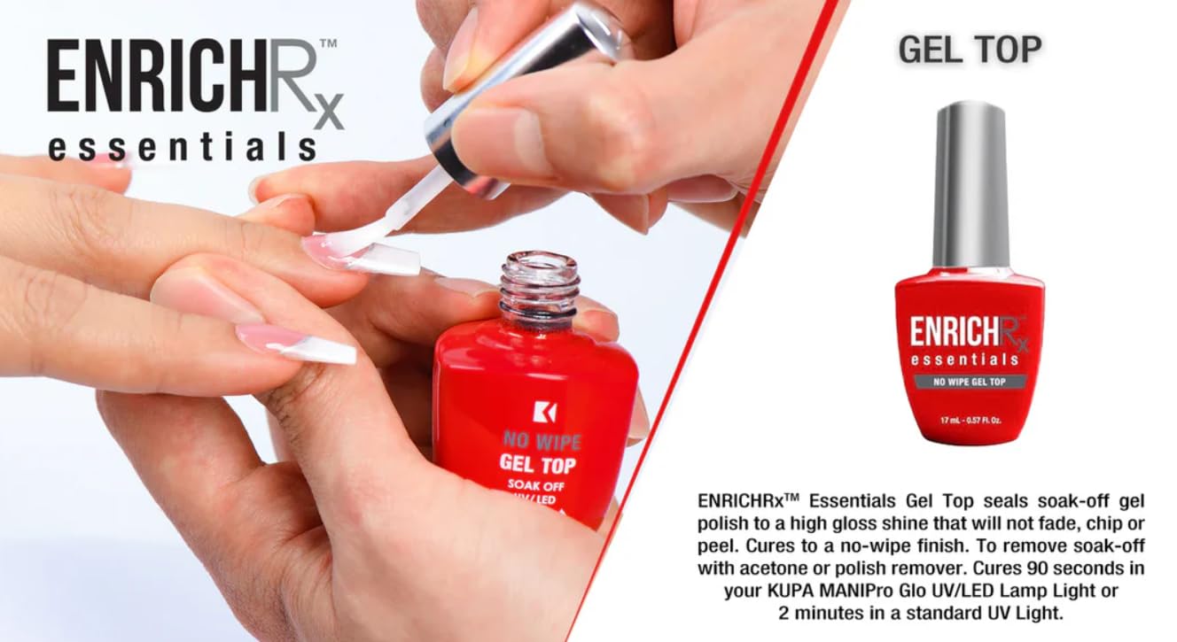 KUPA Gelfinity EnrichRX Essentials Gel Top Coat Gloss No-wipe 0.5oz