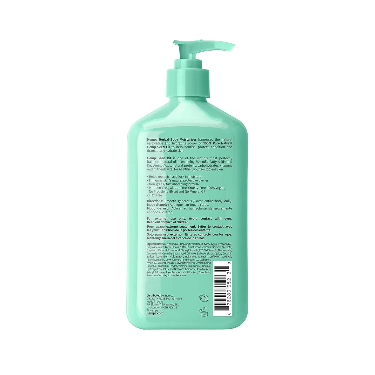 HEMPZ Body Lotion - Cucumber & Aloe Herbal Limited Edition  Daily Moisturizing Cream  17oz