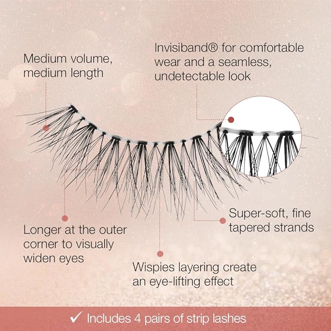 Ardell Naked Lashes 422 Multipack, Natural-looking and Lightweight False Eyelashes, 4-pairs