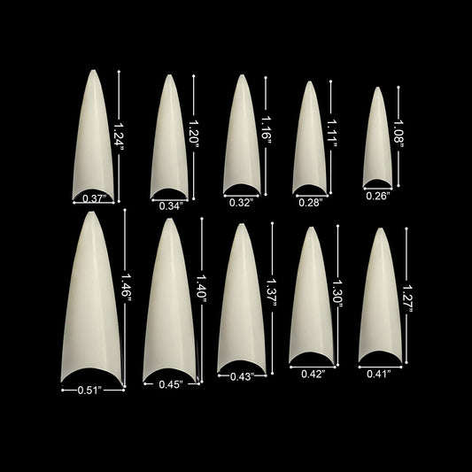 US Nail Manufacturer Stiletto Natural Nail Tips - 540 tips/Box