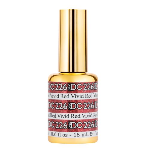 DND DC Mermaid Soak off Gel in holographic glitter - #226 Vivid Red