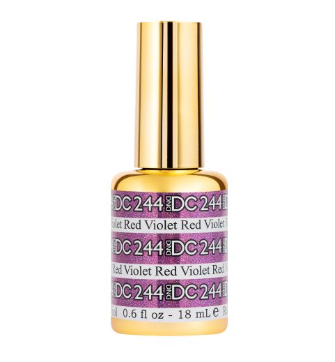 DND DC Mermaid Soak off Gel in holographic glitter - #244 Red Violet