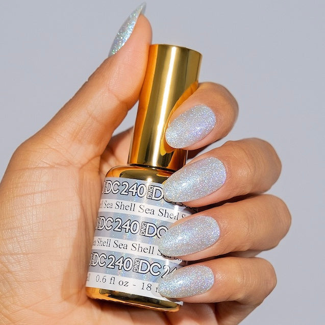 DND DC Mermaid Soak off Gel in holographic glitter - #240 Sea Shell