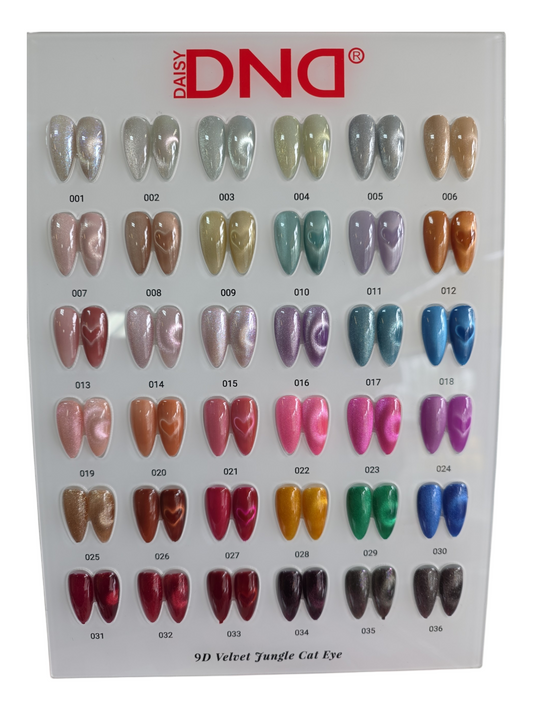 DND Gel Polish 9D Velvet Jungle Cat Eye - Set 36 Colors + 1 Magnet + 1 Color Chart