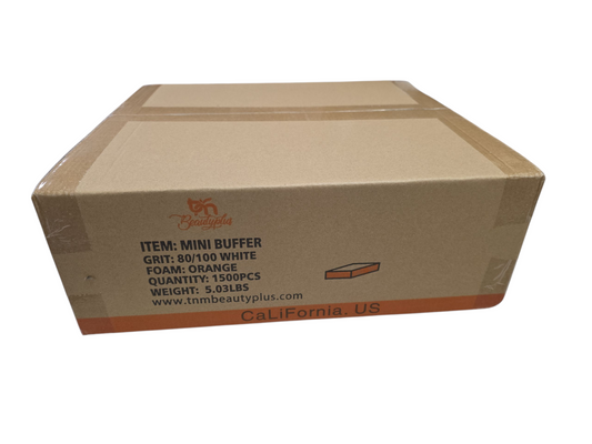 TNM BeautyPlus 2 Way Grit 80/100 Mini Orange White Buffer Box/1500ct