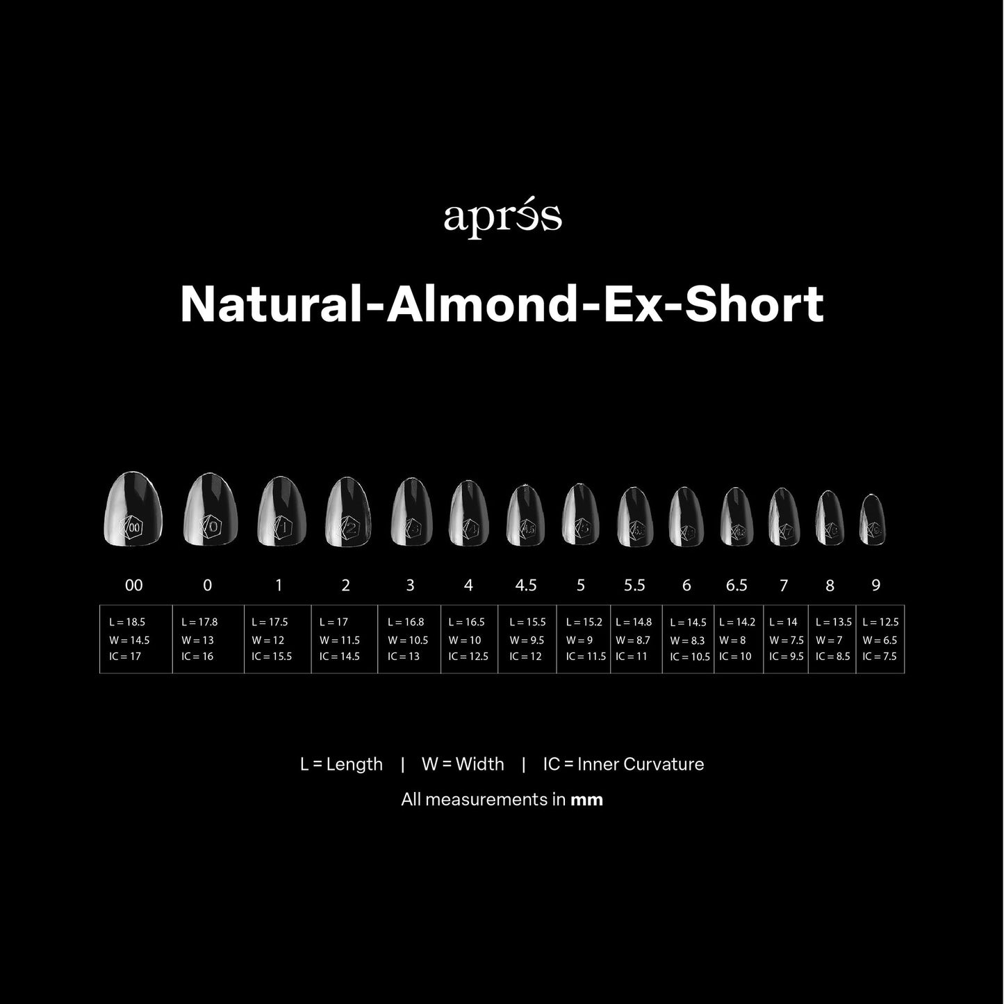 Apres Gel-X Natural Tips Box 14 Sizes - Pro 600pcs - Almond | X-Short