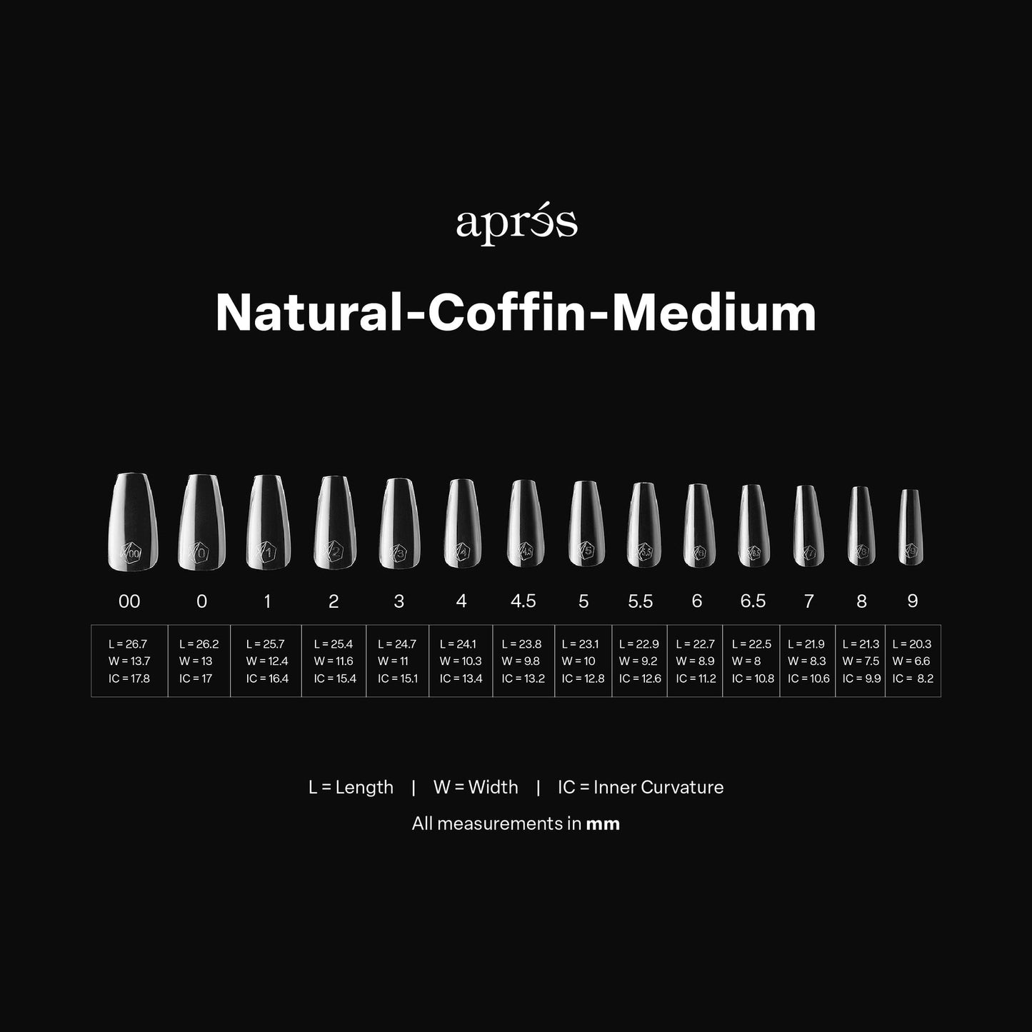 Apres Gel-X Natural Tips Box 14 Sizes - Pro 600pcs - Coffin | Medium